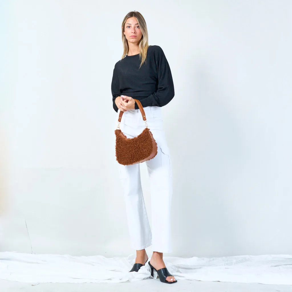 Plush texture shoulder bag wholesale