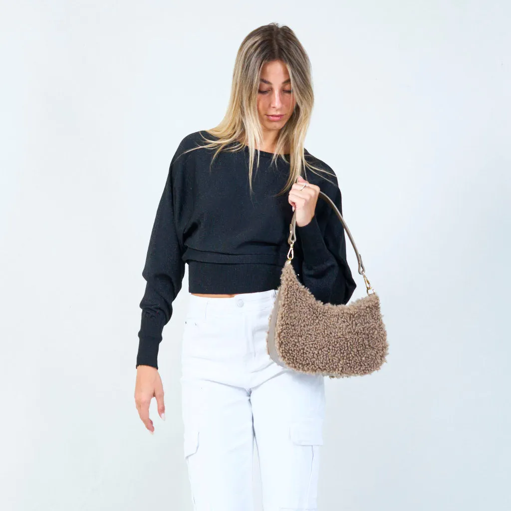 Plush texture shoulder bag wholesale