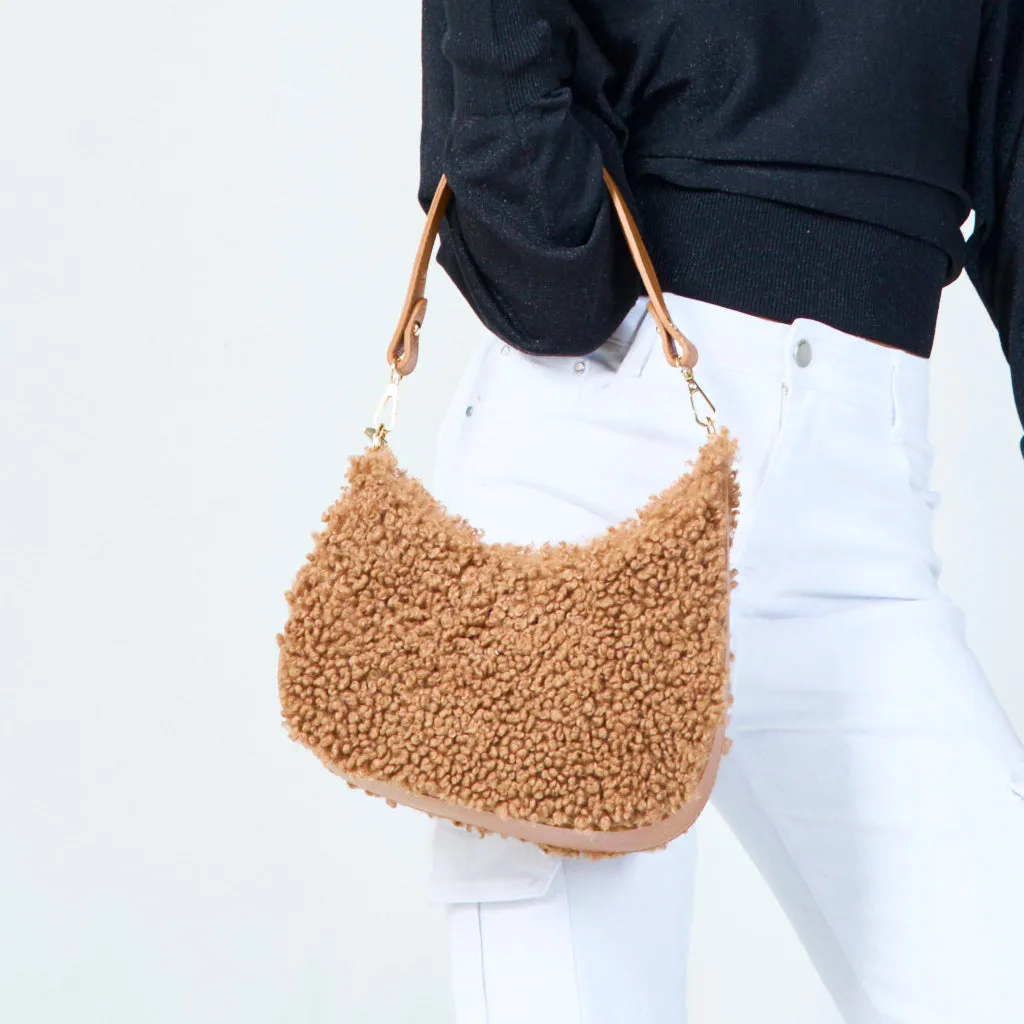 Plush texture shoulder bag wholesale