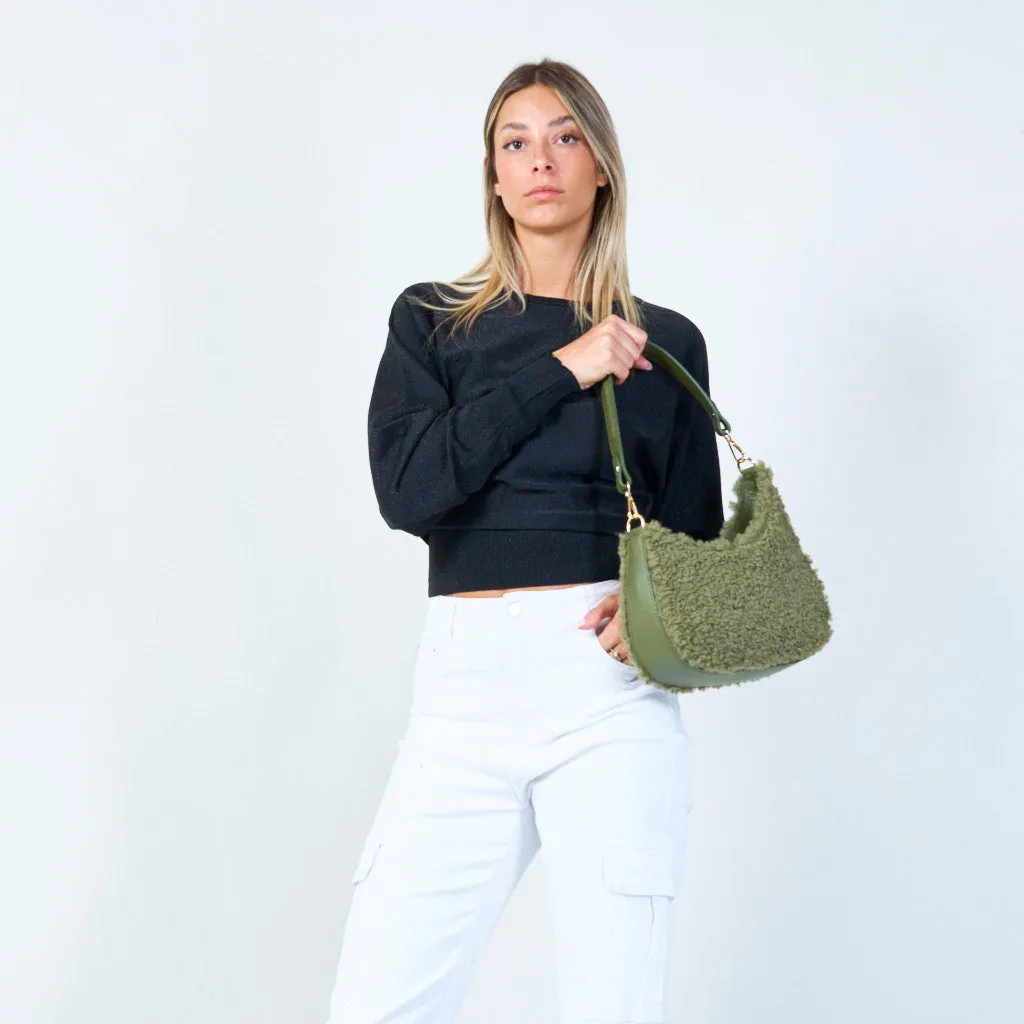 Plush texture shoulder bag wholesale