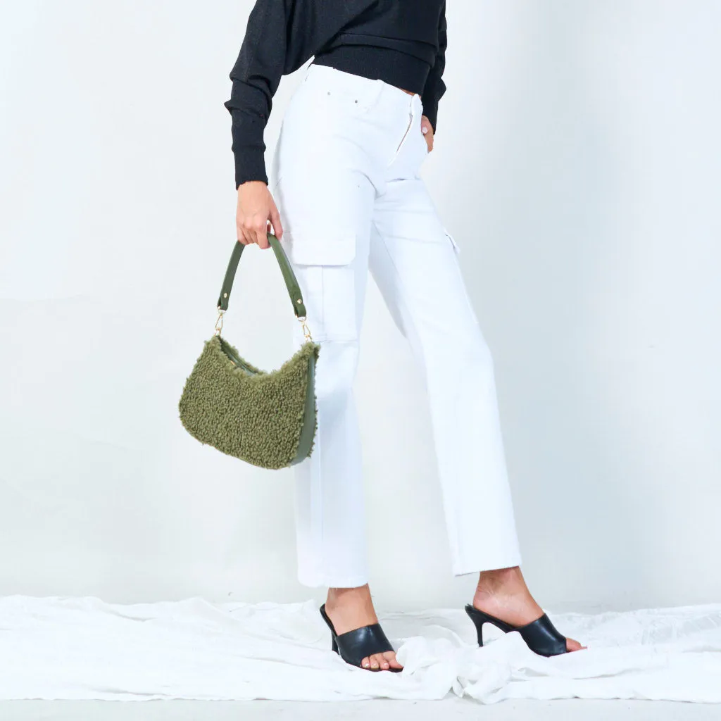 Plush texture shoulder bag wholesale