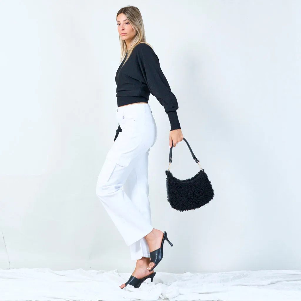Plush texture shoulder bag wholesale