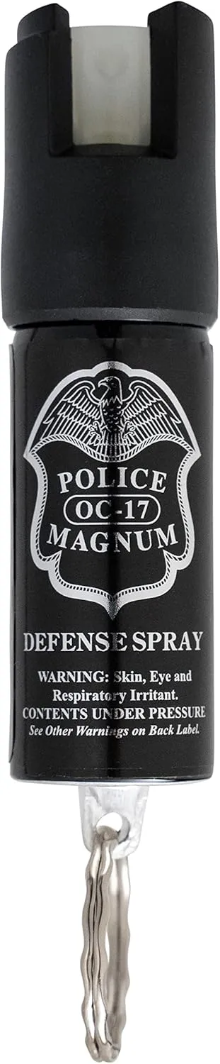 Police Magnum Mini Pepper Spray Self Defense Safety Tool- Tactical Strong Built-in Keyring Holder- Maximum Heat Strength OC- Made in The USA 1/2oz