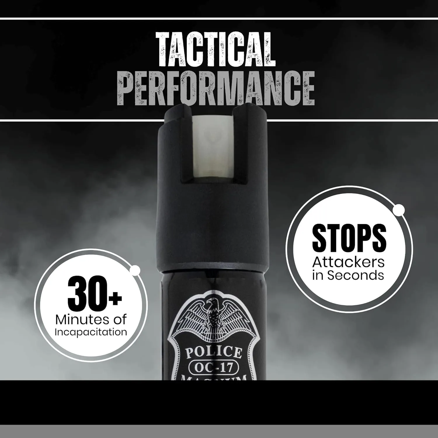 Police Magnum Mini Pepper Spray Self Defense Safety Tool- Tactical Strong Built-in Keyring Holder- Maximum Heat Strength OC- Made in The USA 1/2oz