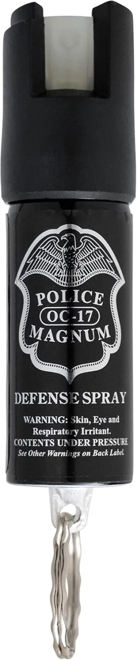 Police Magnum Mini Pepper Spray Self Defense Safety Tool- Tactical Strong Built-in Keyring Holder- Maximum Heat Strength OC- Made in The USA 1/2oz