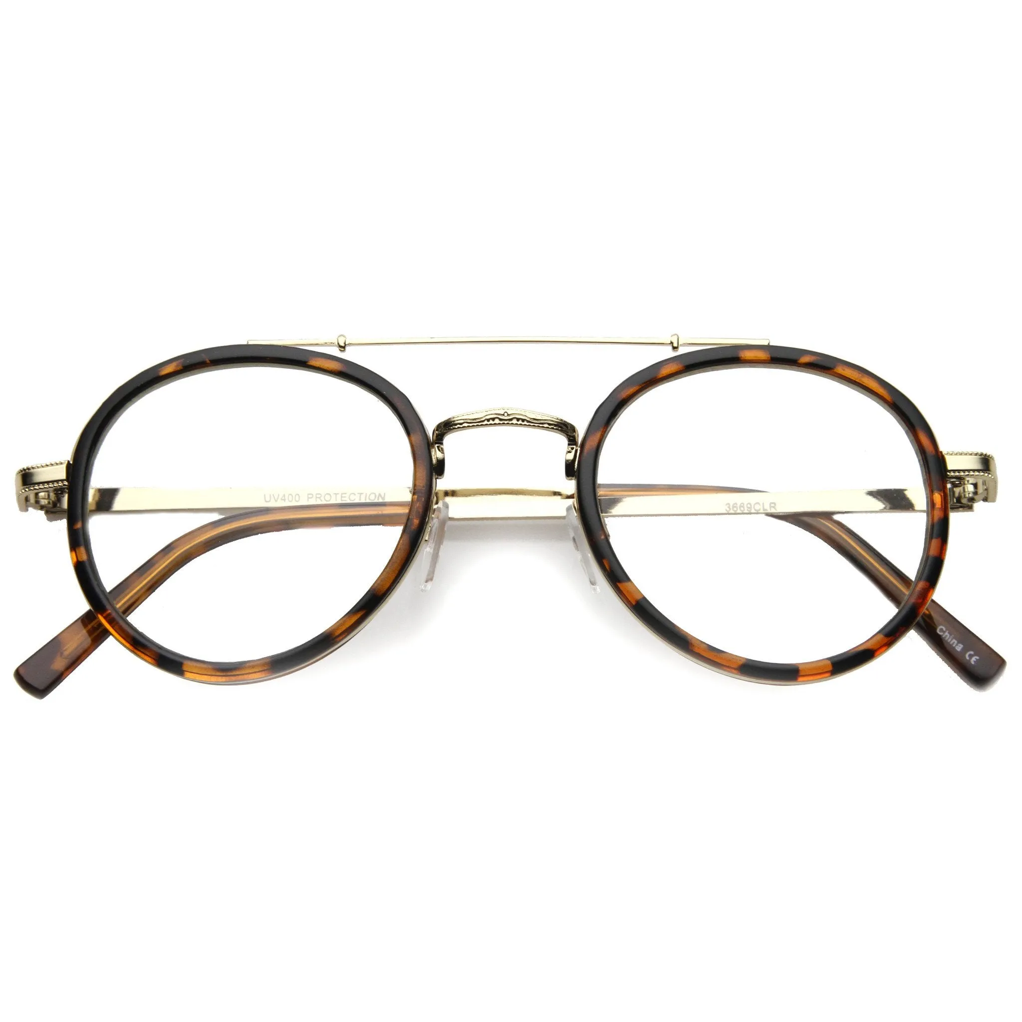 Retro Hipster Indie Dapper Round Clear Lens Aviator Glasses 9922