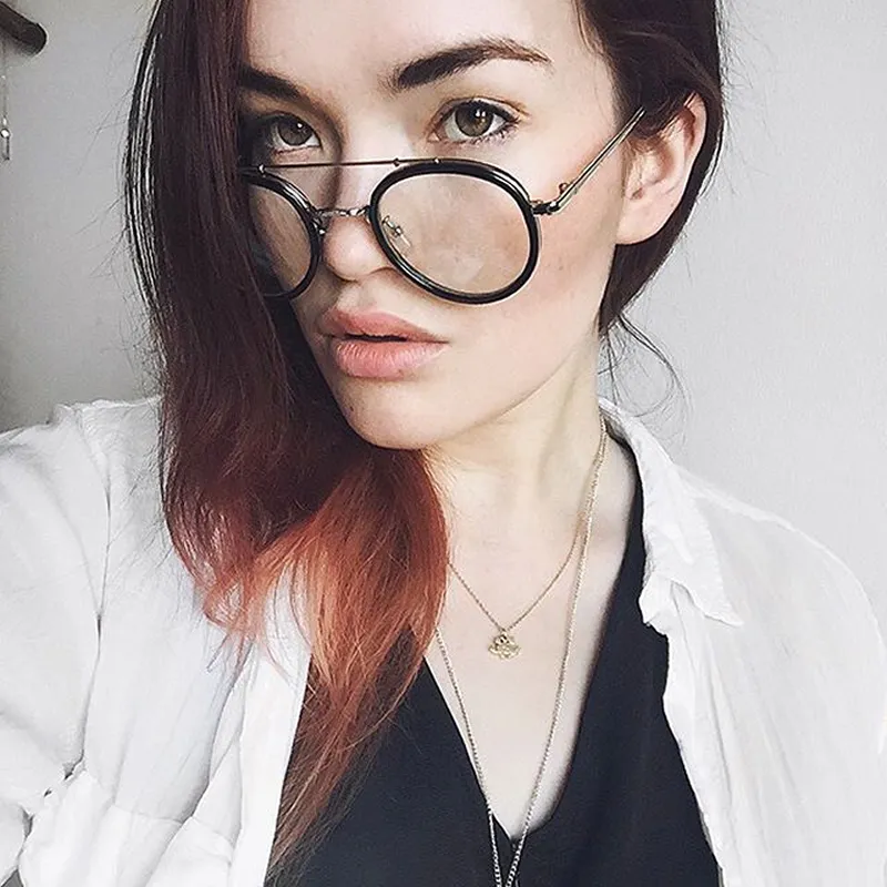 Retro Hipster Indie Dapper Round Clear Lens Aviator Glasses 9922