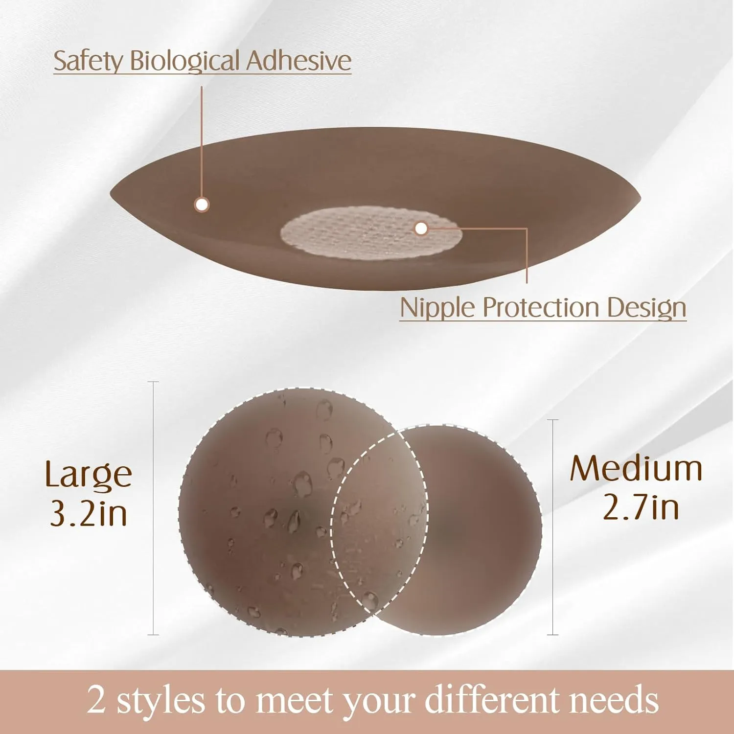 Silicone Nipple Covers - 5 Pairs, Women's Reusable Adhesive Invisible Pasties Nippleless Covers Round