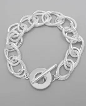 Silver Plated Thick Toggle Link Bracelet