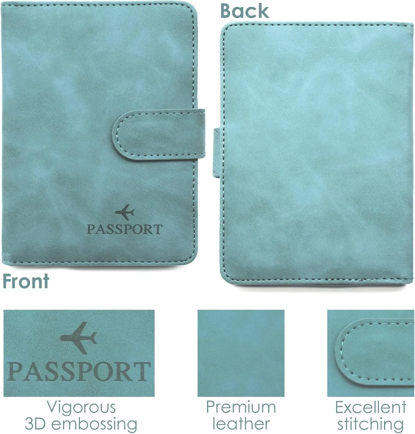Sizobi Passport Holder Covers Case, Waterproof PU Leather Passport Wallet, International Travel Must Haves Travel Accessories for Women Men, Travel Gifts (Greyish Green)