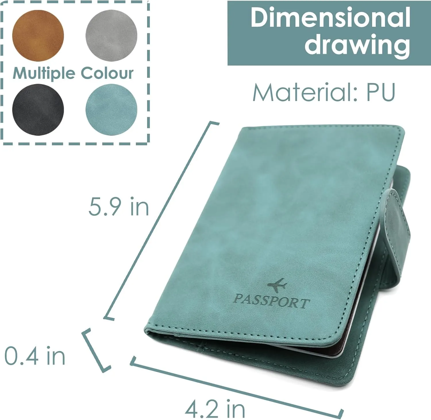 Sizobi Passport Holder Covers Case, Waterproof PU Leather Passport Wallet, International Travel Must Haves Travel Accessories for Women Men, Travel Gifts (Greyish Green)