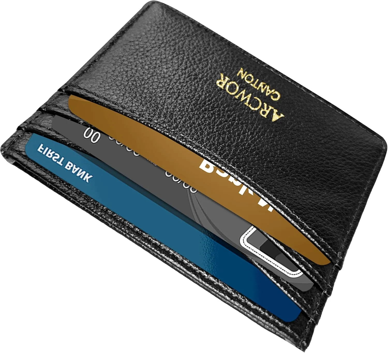 Slim Wallet Minimalist Front Pocket RFID Blocking Men and Women Leather Wallets