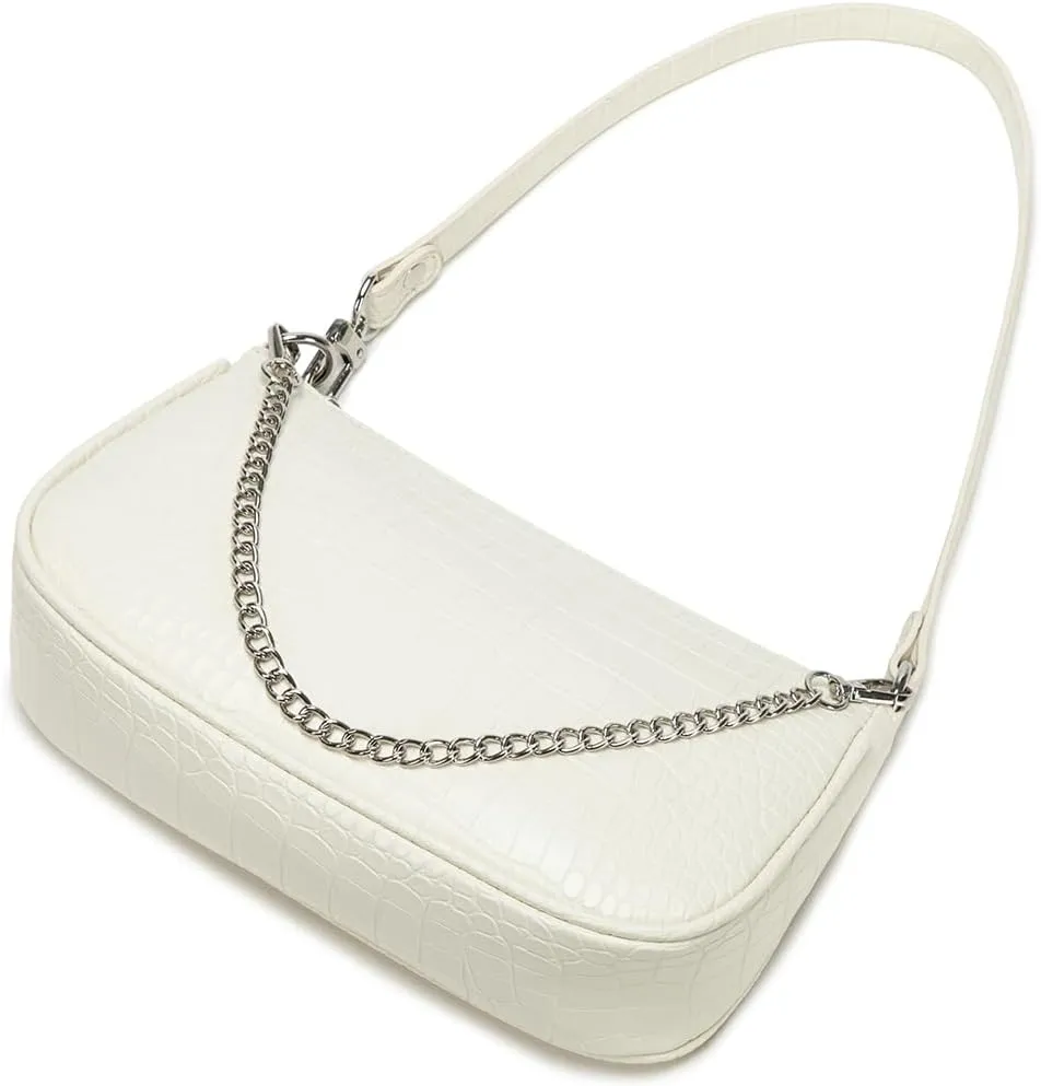 Small Purse for Women, Adjustable Shoulder Bags Crocodile Pattern Clutch Purse with Zipper Closure Retro