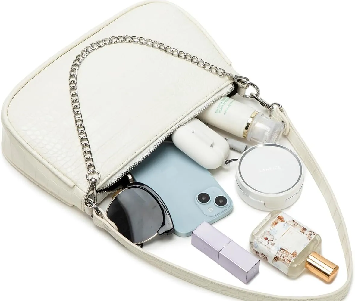 Small Purse for Women, Adjustable Shoulder Bags Crocodile Pattern Clutch Purse with Zipper Closure Retro