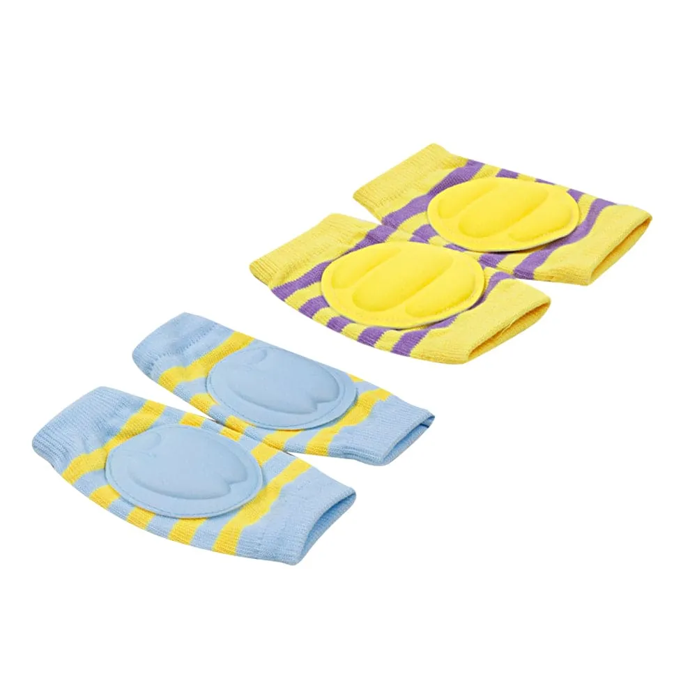 Striped Yellow, Blue 2 Pk Baby Cushioned Kneepad