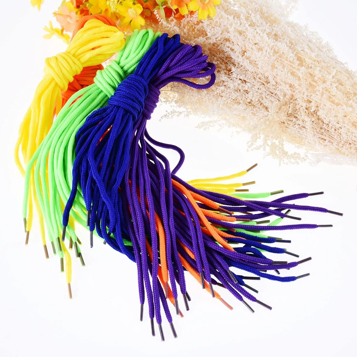 Sumind 60 Pieces Threading Laces Colored Creative Beading Laces for Threading Projects (Polyester Yarn)
