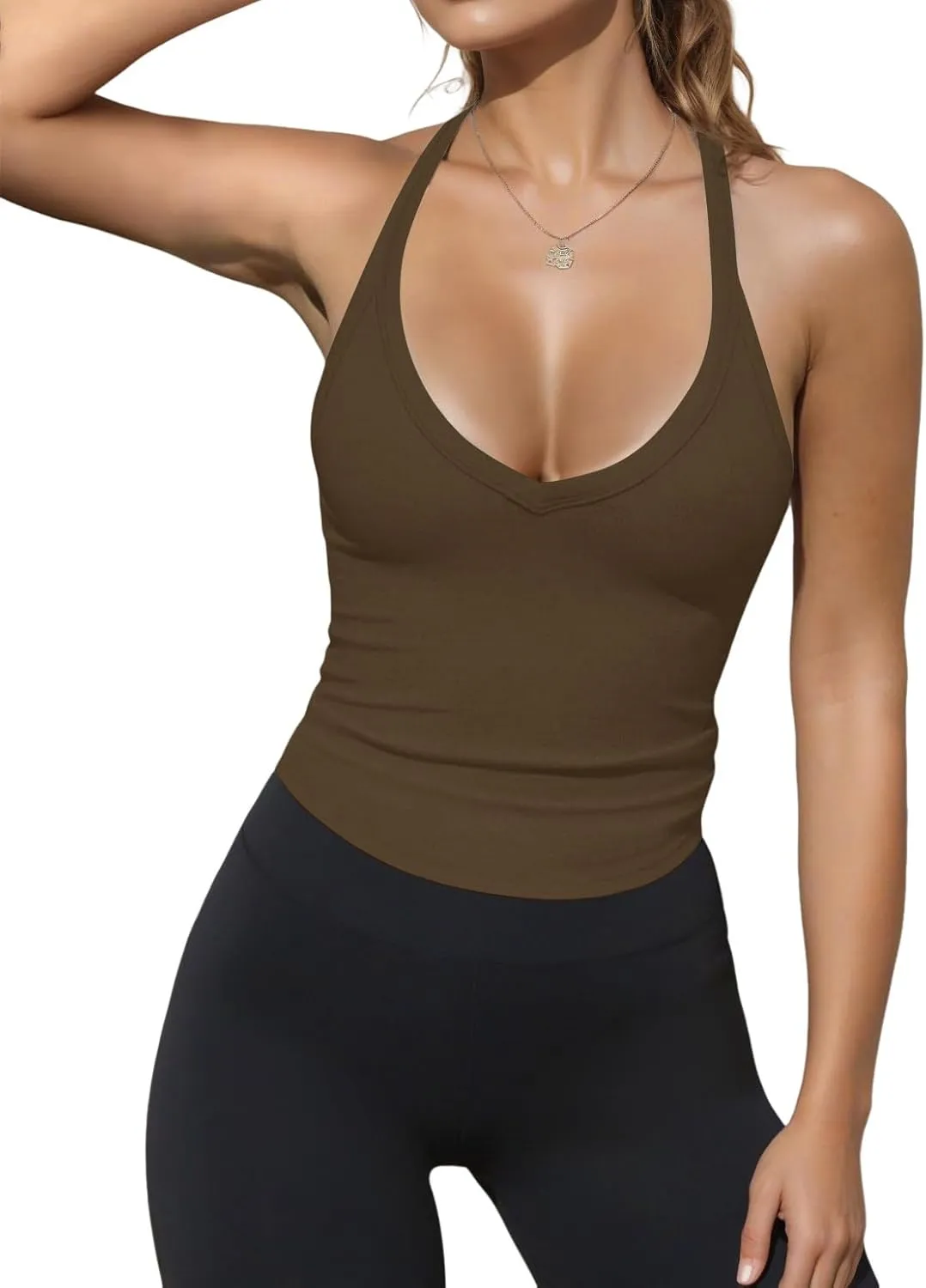 SVALIY Workout Tops for Women Racerback Tank Tops Yoga Gym Ribbed Sleeveless Shirts Clothes