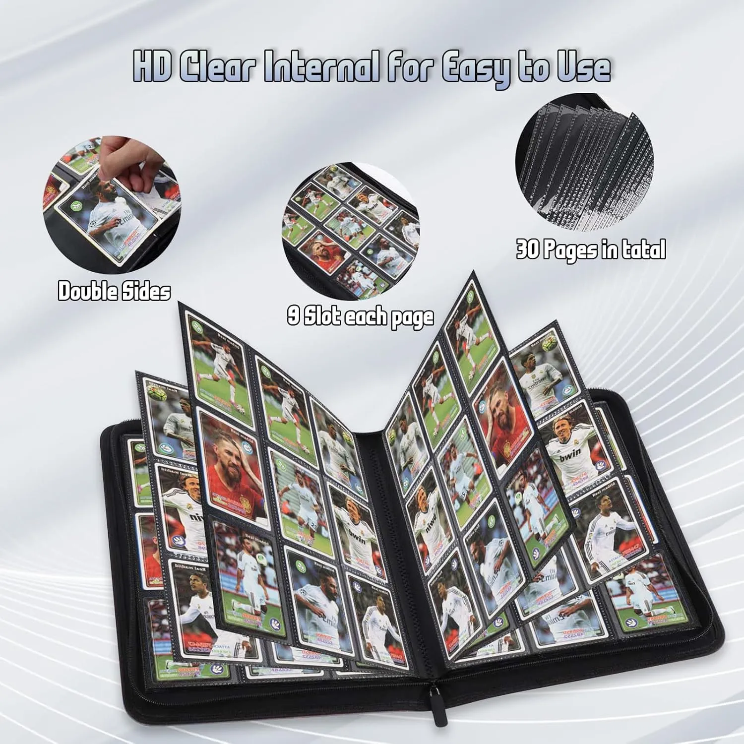 Trading Card Binder, Premium 9 Pocket Double Sided 540 Pocket PU Card Collection Binder, Collectible Trading Card Albums for MTG, TCG, Sport Card, Game Cards (Black)