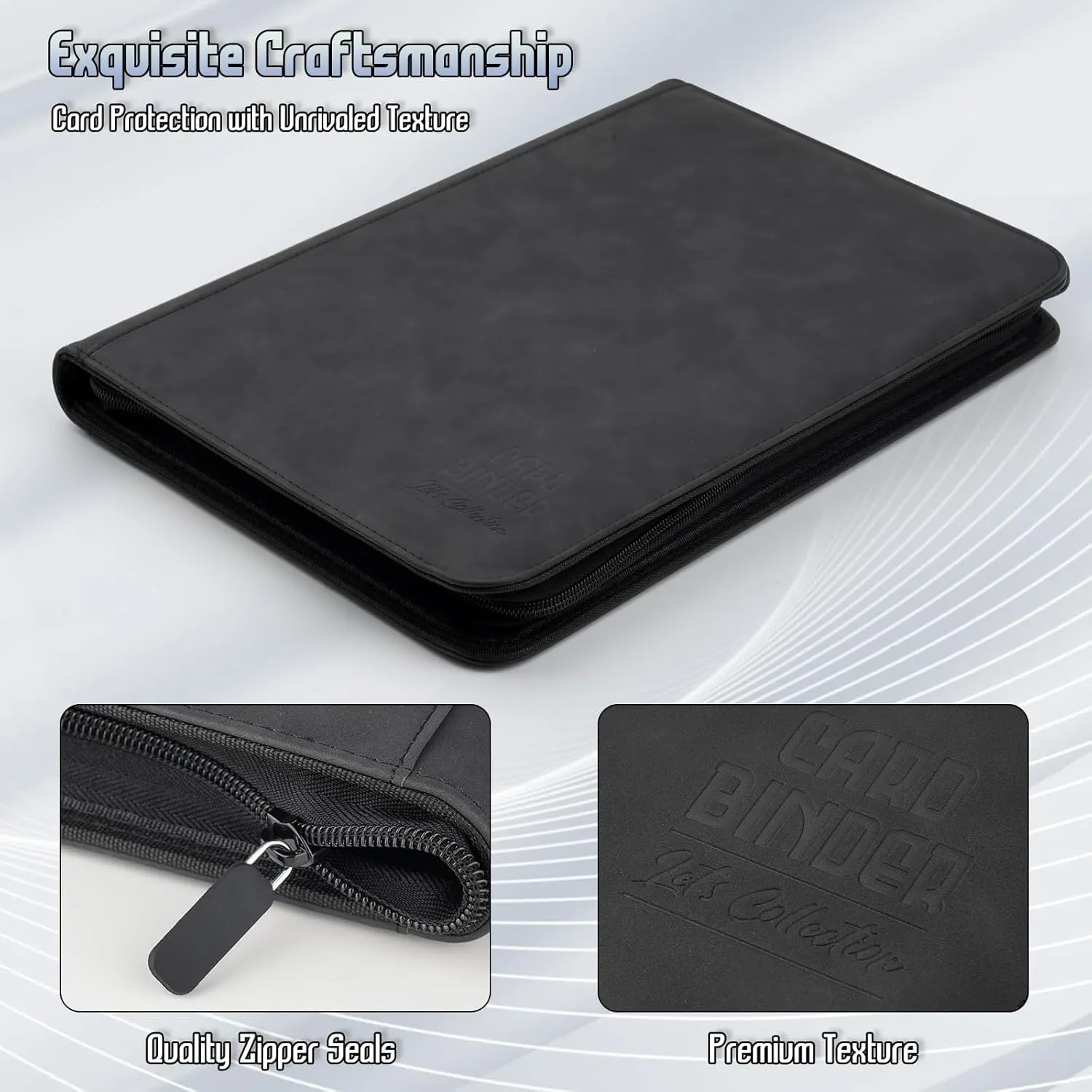 Trading Card Binder, Premium 9 Pocket Double Sided 540 Pocket PU Card Collection Binder, Collectible Trading Card Albums for MTG, TCG, Sport Card, Game Cards (Black)