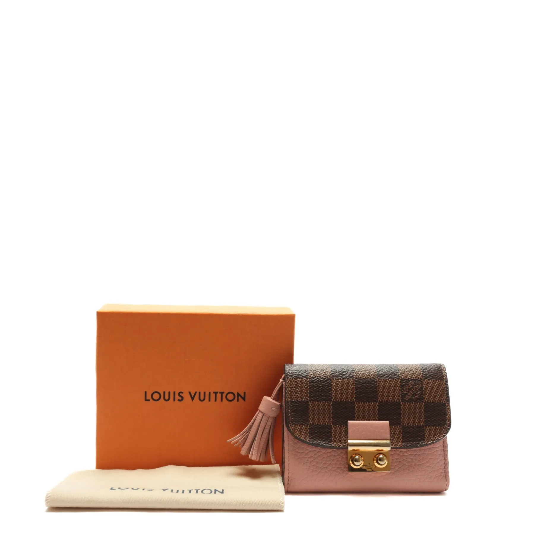 Trendy Inspired Louis Vuitton Croisette Compact Wallet-damier Ebene W/ Magnolia