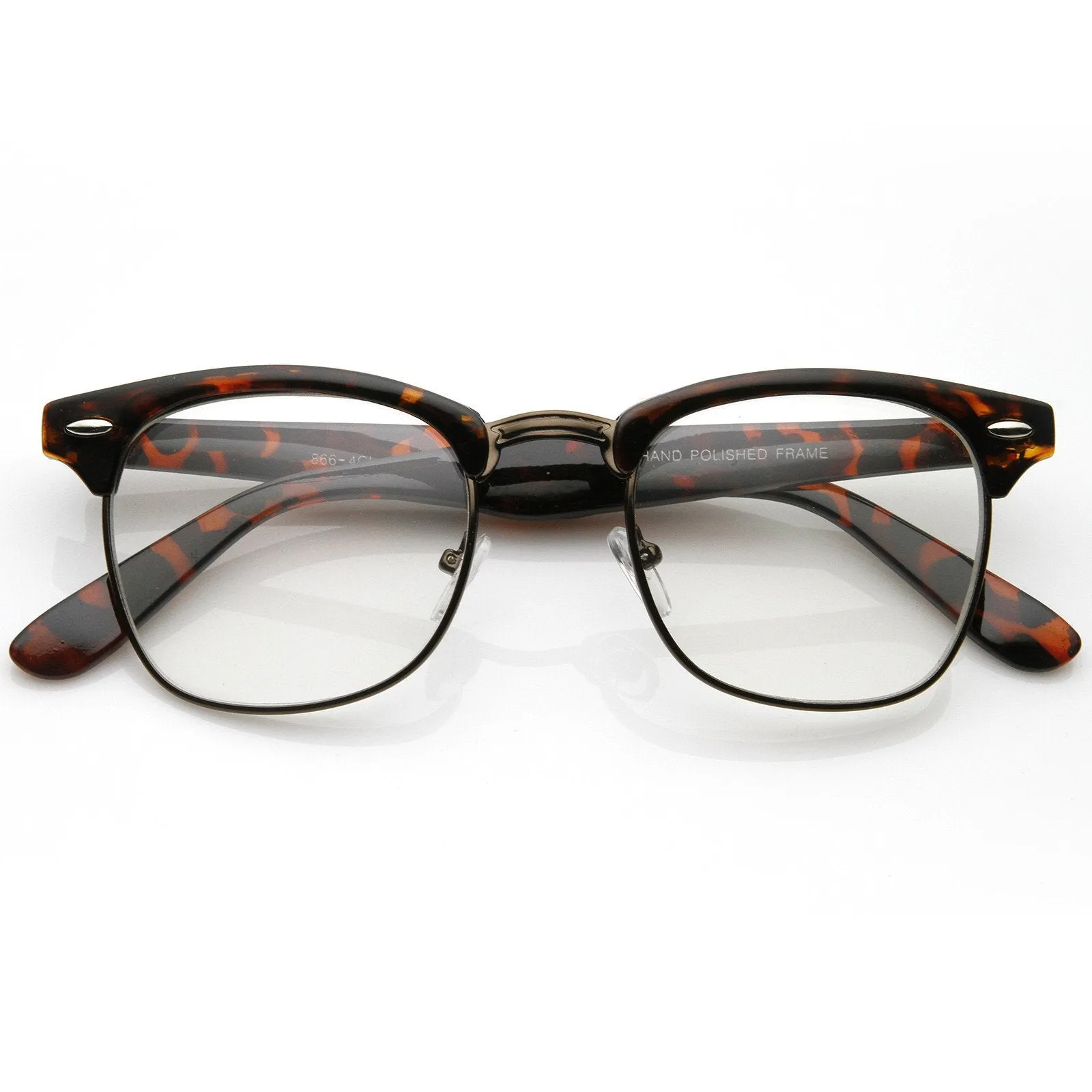 Vintage Inspired Classic Horned Rim Half Frame Clear Lens Glasses 2933